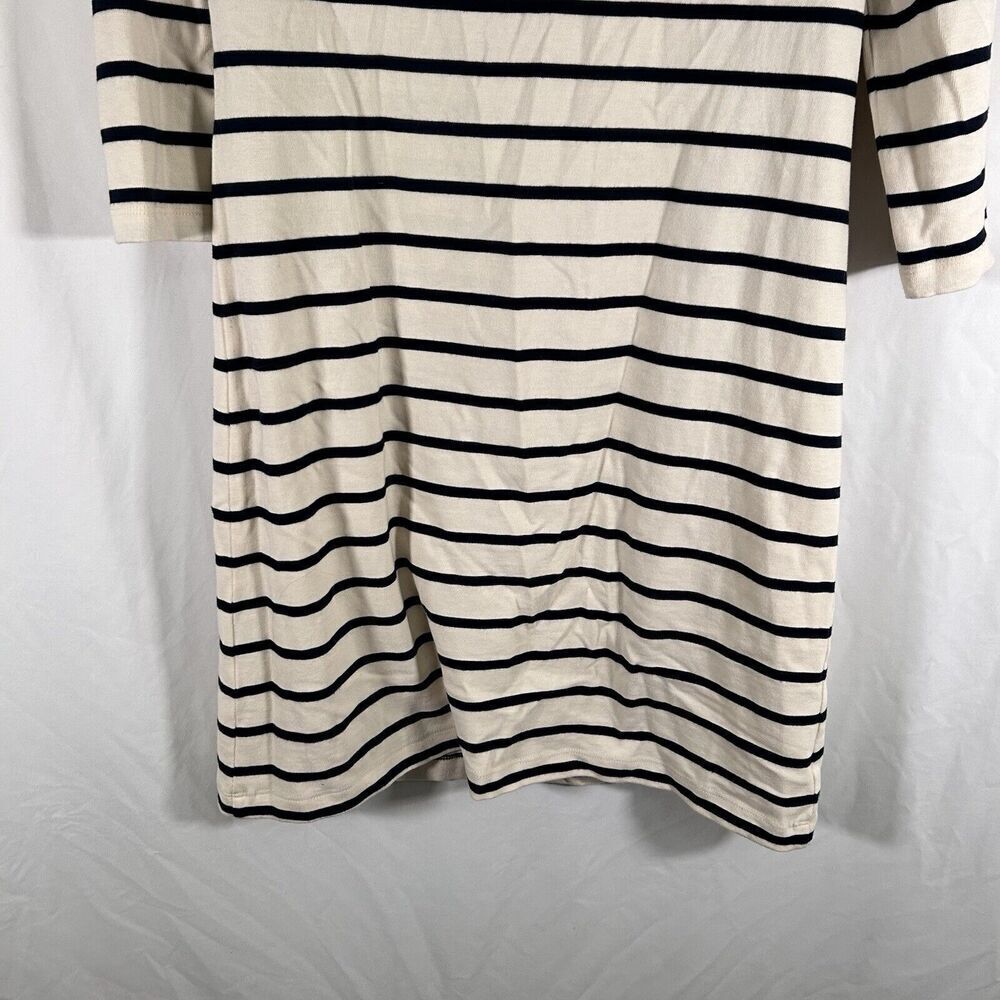 J Mclaughlin Dress Women's Medium White Black Striped 3/4 Sleeve 100% Cotton - Picture 11 of 11